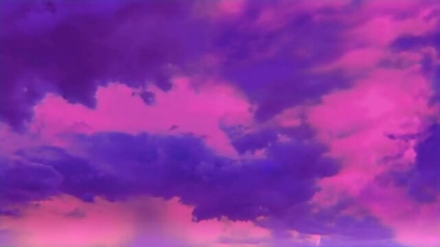 Vibrant Purple and Pink Storm Clouds with Lightning Flashes Loop Background