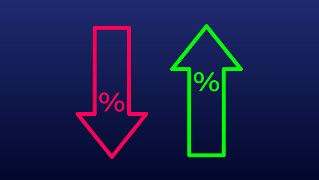 red down and green up percentage arrows indicating financial data changes