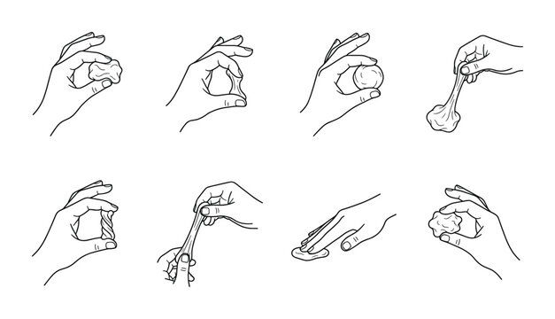 Hands playing with slime stretching and squeezing it.