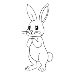 Fototapeta premium Adorable standing rabbit coloring illustration with clean outlines for children's creative learning activities.