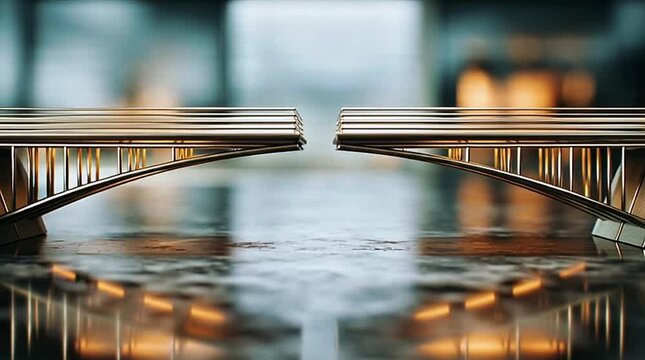 Abstract Metal Bridge Concept Representing Connectivity and Architectural Design