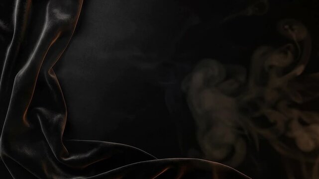 Dark fabric texture with a subtle glowing orange rim light in a cinematic Halloween