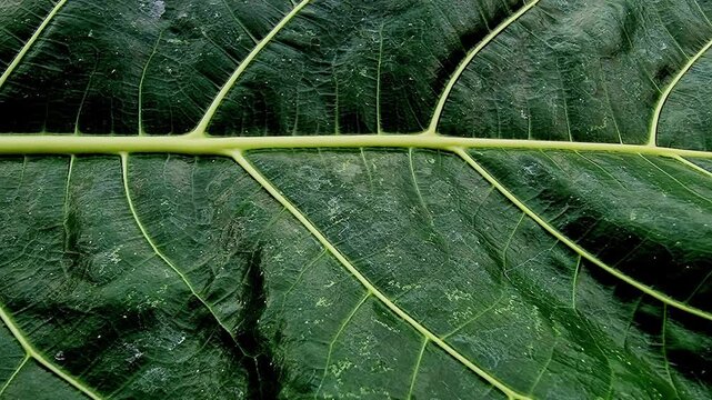 Close Up Dark Morinda Citrifolia Leaf Structure Surface with Slow Panning 4K Seamless Loop Background