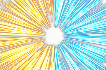 Fototapeta premium Abstract sunburst background with bright yellow and blue light rays radiating from the center in a dynamic design