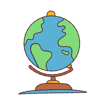 Globe pastel school stuff illustration