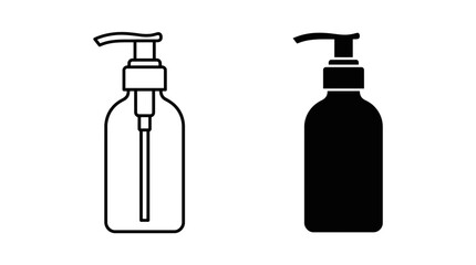 Fototapeta premium Two Minimalist Pump Bottle Vector Icons Representing Hygiene and Skincare
