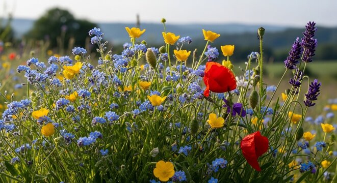 Wildflower meadow blooming summer
