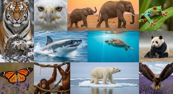 Wildlife animals collage
