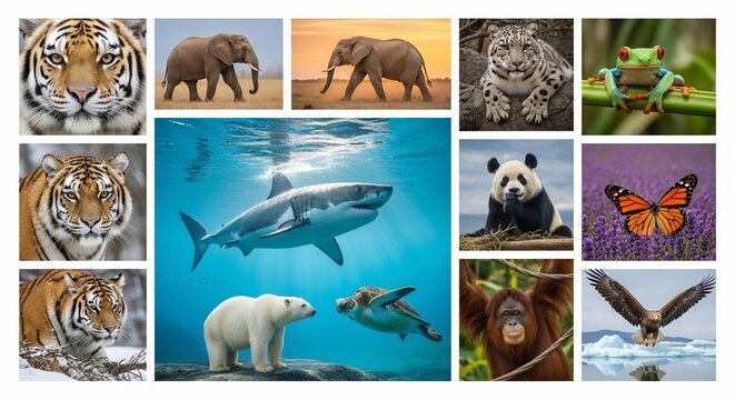 Wildlife animals collage