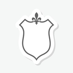 Shield fleur de lis sign icon sticker isolated on gray background © sljubisa