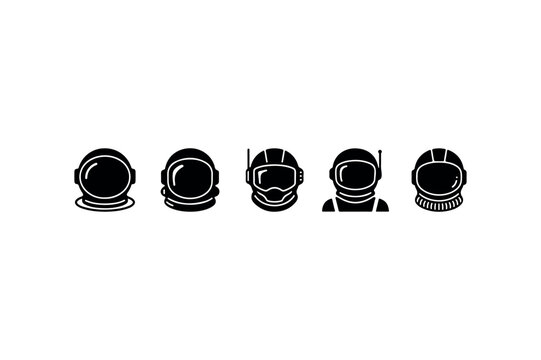 space helmet silhouettes collection vector set