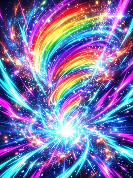 Vibrant rainbow color swirl dynamic wave background illustration