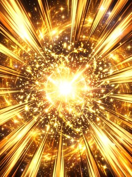 Golden light burst speed lines abstract background