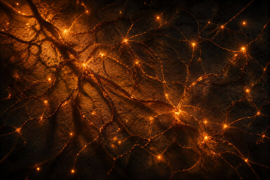 abstract neural network and glowing neurons synapse conceptual background