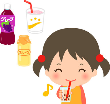 甘い飲み物をたくさん飲む女の子