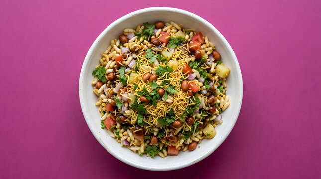 Indian Bhel puri in bowl