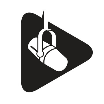 microphone with play button vector