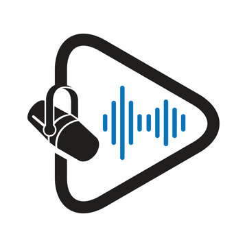 microphone with play button vector