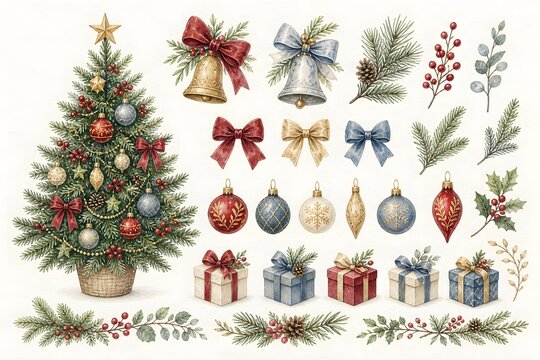 Beautiful watercolor illustration clipart of nature elements brilliantly presented