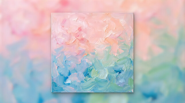 Abstract acrylic painting with pastel colors soft texture and blurred edges