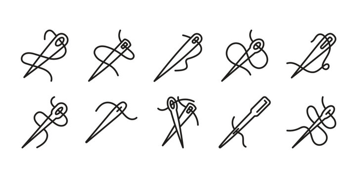 Sewing Needle Icon Set. Vector Graphic Illustration.