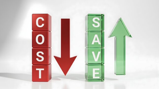 Cost reduction and savings growth concept