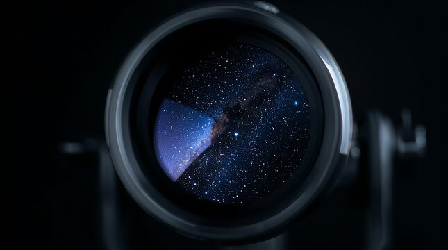 Telescope lens capturing a stunning view of the milky way galaxy