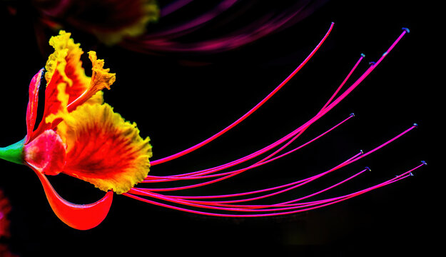 Colorful Red Yellow Poinciana Flower Waikiki Honolulu Hawaii