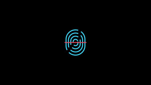 Cyber Security Biometric Fingerprint ID Laser Scanner Motion Graphics 6 Seconds Loop on Alpha Channel 4K