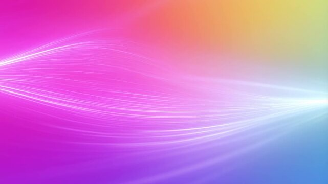 Abstract glowing light waves flowing across a vibrant multi color gradient background motion