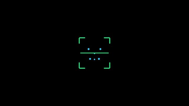 Facial Recognition AI Face ID Mesh Grid Laser Scanner Motion Graphics 6 Seconds Loop on Alpha Channel 4K