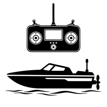 Illustration of a remote-controlled toy boat