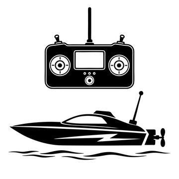 Illustration of a remote-controlled toy boat