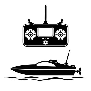 Illustration of a remote-controlled toy boat