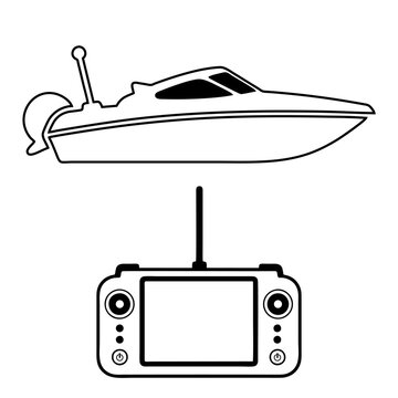 Illustration of a remote-controlled toy boat
