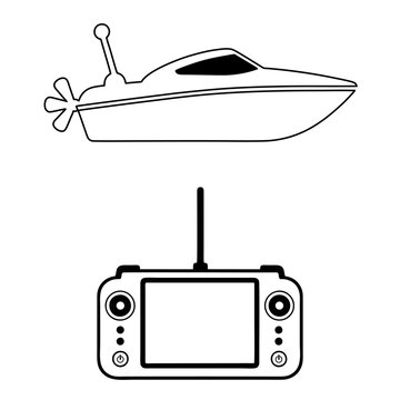 Illustration of a remote-controlled toy boat