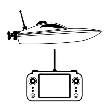 Illustration of a remote-controlled toy boat
