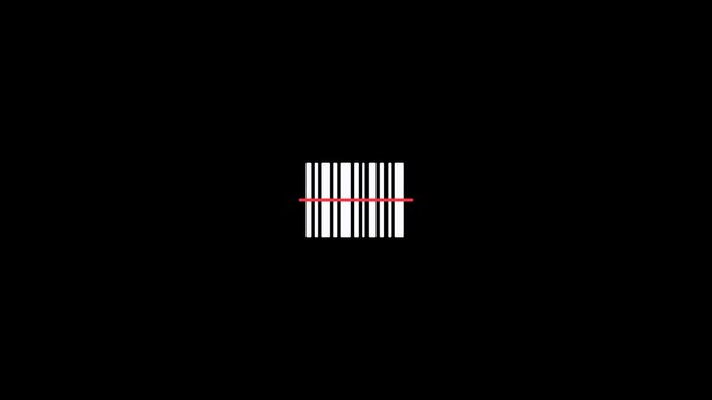 Retail Barcode Inventory QR Code Red Laser Beam Scanner Motion Graphics 6 Seconds Loop on Alpha Channel 4K