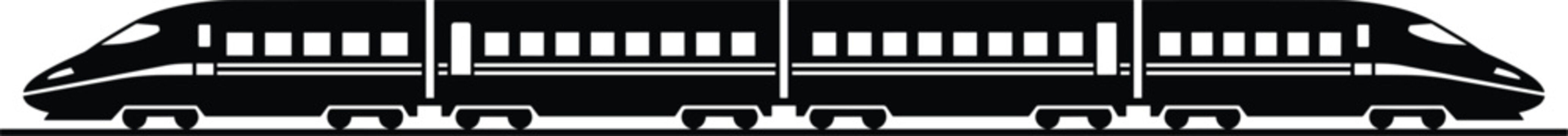 High speed modern passenger express train silhouette side view icon for railway public transportation transit industry,