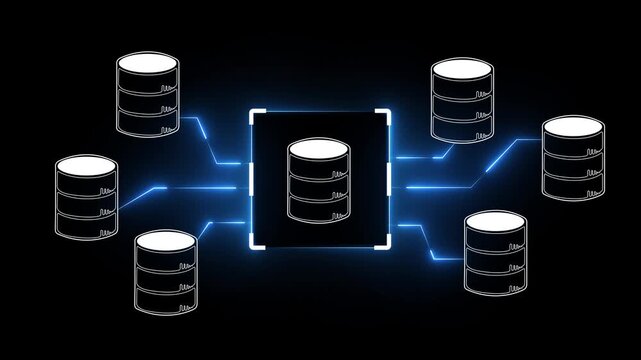 Data integration and ETL process concept on the transparent background. Data Synchronization Network Loop, Cloud Storage Hologram Concept Background..