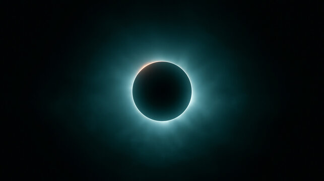 Total solar eclipse observed from space with bright corona and dark moon silhouette.