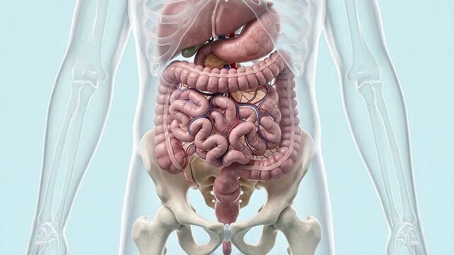 3D Human Complete Digestive System with Stomach Intestines and Organs