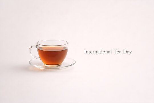Glass cup of tea on a saucer isolated on white background