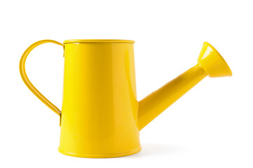Yellow watering can on white background © Pixel-Shot