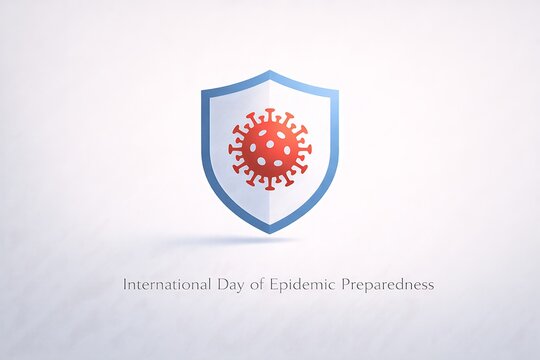 International day of epidemic preparedness shield icon with virus symbol