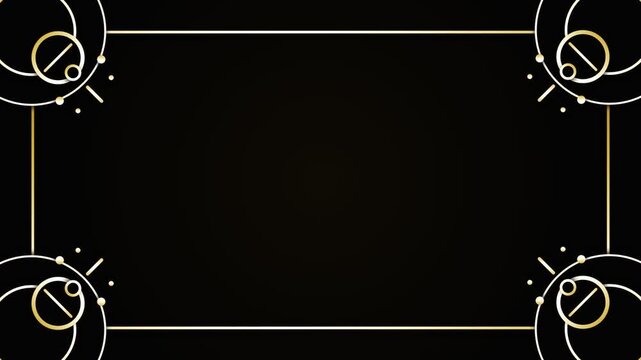 A Shimmering Golden Frame Featuring Intricate Art Deco Patterns with Metallic Glowing Lines