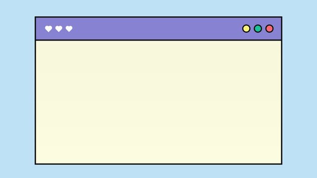 Animated Web Browser Window Graphical Interface Display Showing a Purple Title Bar