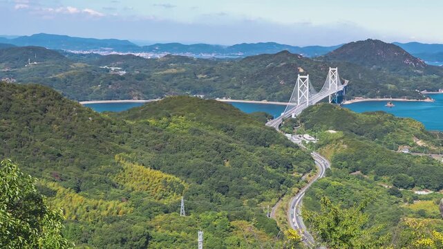 Shimanami Kaido and Seto Inland Sea Time Lapse from Mount Shirataki, Innoshima