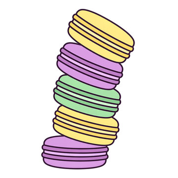 Colorful French Macarons Stack Illustration