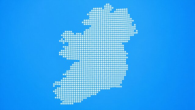 Ireland Dotted Map with Circular Dot Pattern, a Vector Geographic Silhouette for Data Visualization.